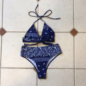 Blue bandana print bikini